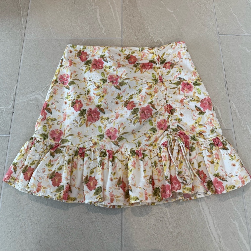 Zara Floral Ruffle Mini Skirt